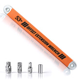Offset Extension Wrench 15.4 Inch, 53FT-LB Impact Ready 3/8" Drive Chain Driven Socket Wrench Extender with 1/4", 3/8", 1/2" Adapters for Tight Spaces and Zero Degree Ratchet Access