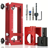 Door Hinge Jig & Lock Hole Drilling Kit – Adjustable Aluminum Router Template for Hinge Mortising (2.5"-5", 1/4"R, 5/8"R, Square Corner) – For 1-3/8" & 1-3/4" Thick Doors