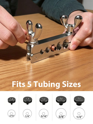 Brake Line Flaring Tool Kit, Double & Single 45° Flare Tool with Tubing Cutter, 5 Adapters 3/16"-1/2", for Copper Aluminum Brass Soft Steel Tubing