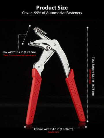 Car Clip Pliers, Clip Removal Tool, Heavy-Duty 17-4 Stainless Steel Push Pin Pliers for Automotive Plastic Rivets, Trim & Door Panel, Damage-Free Disassembly Tool for Mechanics