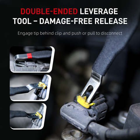5-in-1 Automotive Electrical Disconnect Pliers Kit, 60° & 90° Angled Wire Connector Removal Tool Set with Terminal Pin Extractor and Hose Clamp Pliers, Damage-Free Release for Car, Truck, SUV