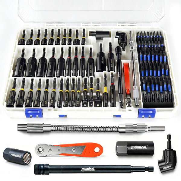 86-PCS Magnetic Impact Nut Driver Set with SAE & Metric Deep Sockets, Ratcheting Screwdriver, Universal Socket, Wing Nut Driver, Extensions & Power Bits - Professional Tool Kit for Mechanics & DIY